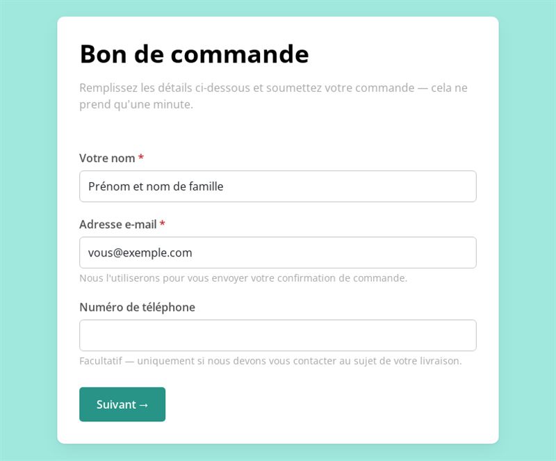 Bon de commande simple