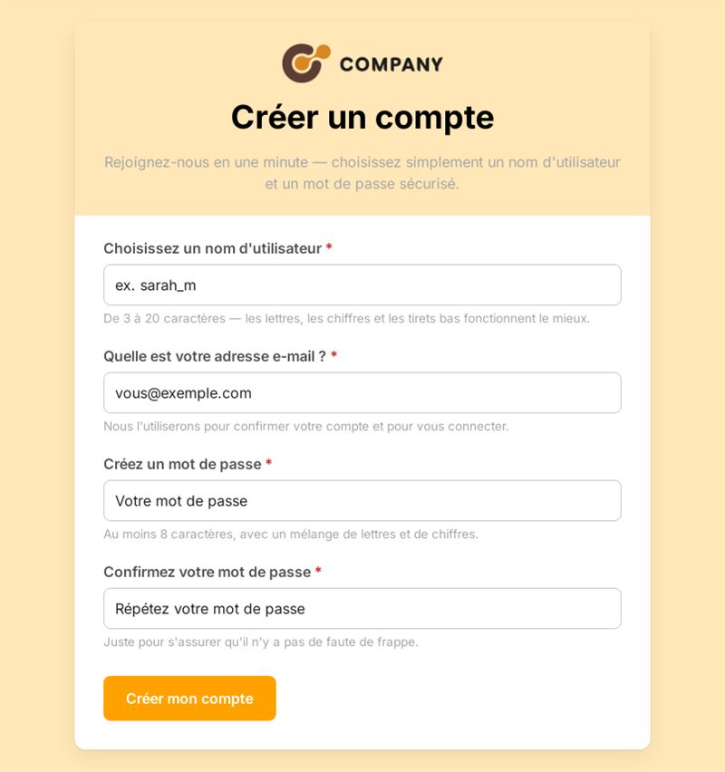 Créer un compte sécurisé