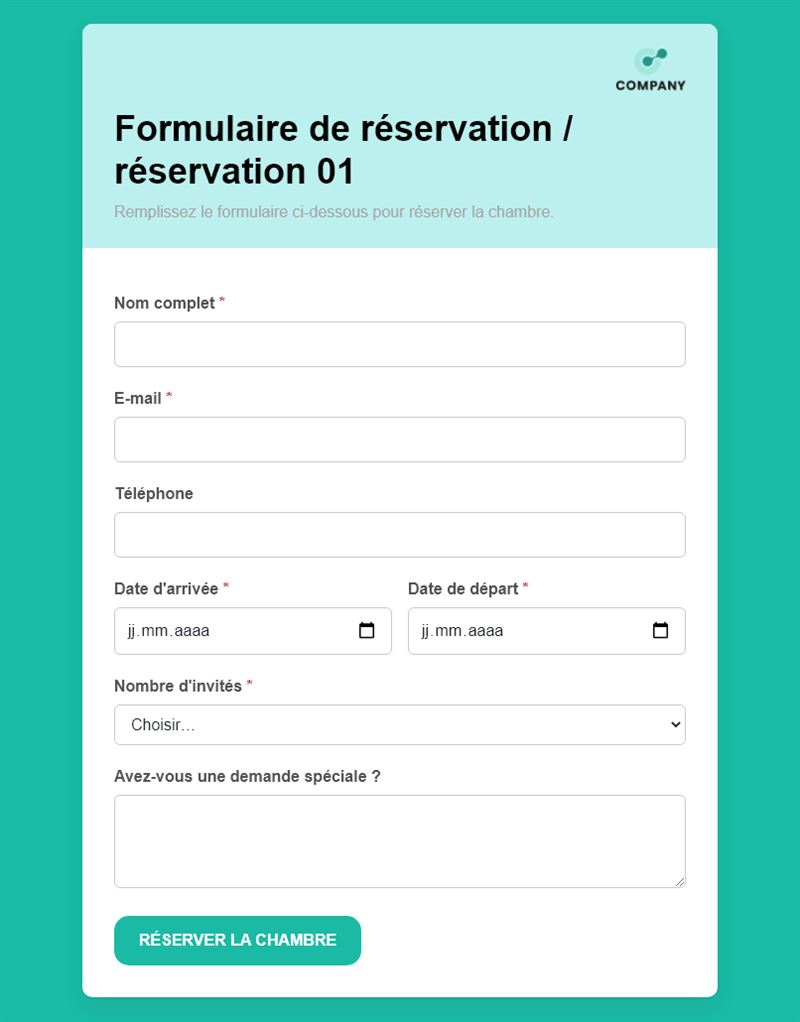 Réservation de chambre