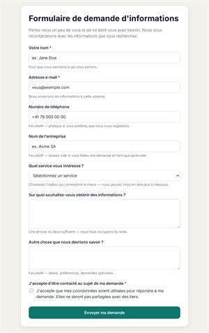 Demande d'informations