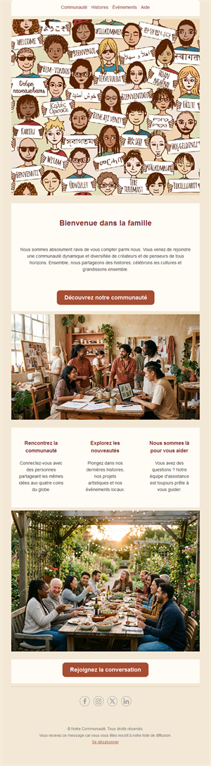 Email de bienvenue dans la communauté