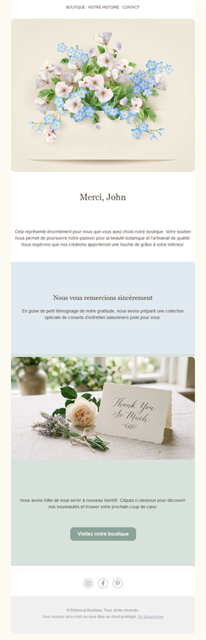 Modèle d'email de remerciement après achat